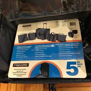 Fiskars Rolling crate tote with accessories bags